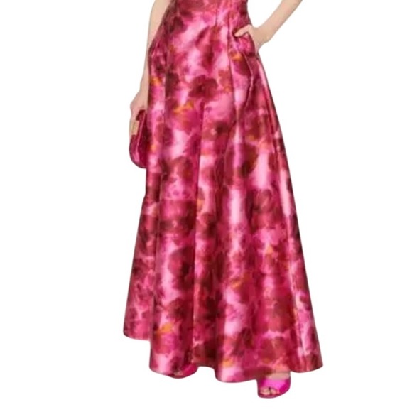 $495 NWT SACHIN & BABI Ava Watercolor Floral Pink Maxi Skirt Pleats Pockets SZ 8 - Picture 1 of 2